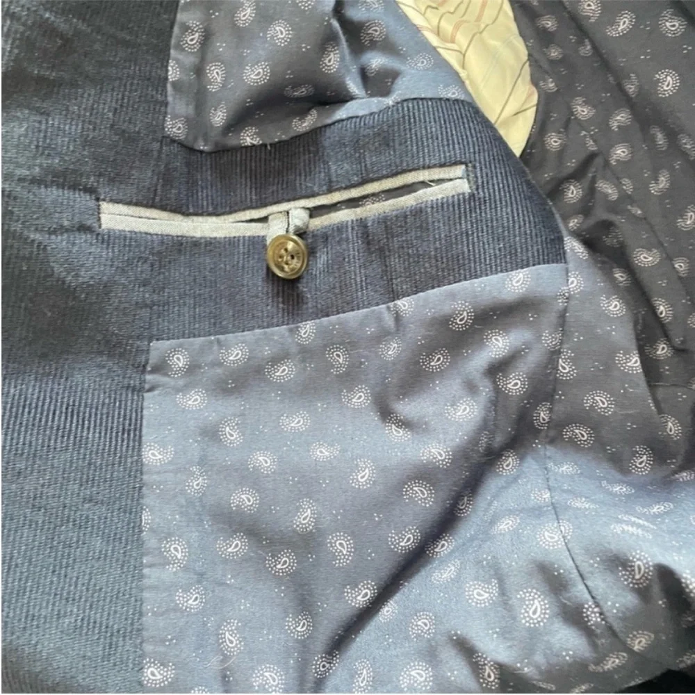 Frank and Oak Navy Corduroy Sport Blazer Laurier Fit Jacket‎ Size 38 Office Fall
